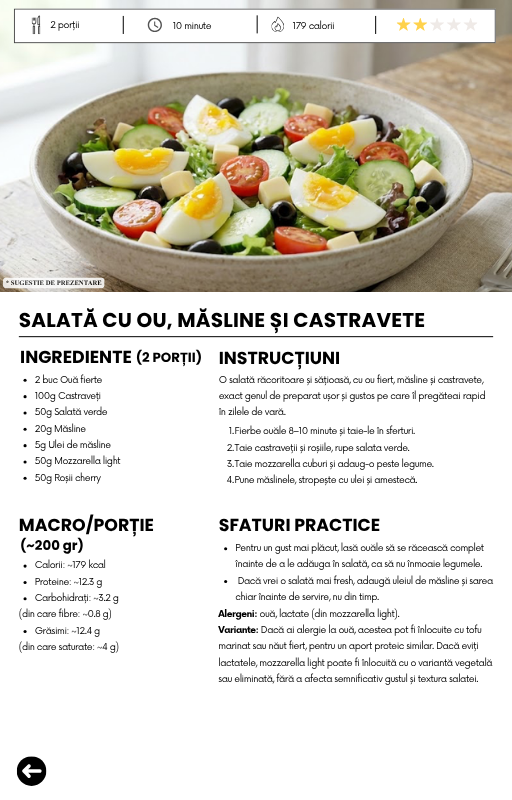 Salată cu ou, măsline și castravete